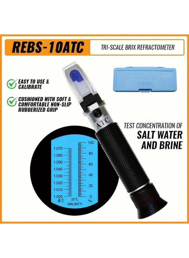 Handheld ATC Refractometer 0 100 for Seawater Salinity Brine Testing 1pc Optical Hydrometer Adjustable Focus - Image 3